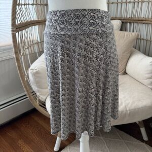 Salaam Black White Print Midi Skirt Size Large Made In USA Vintage